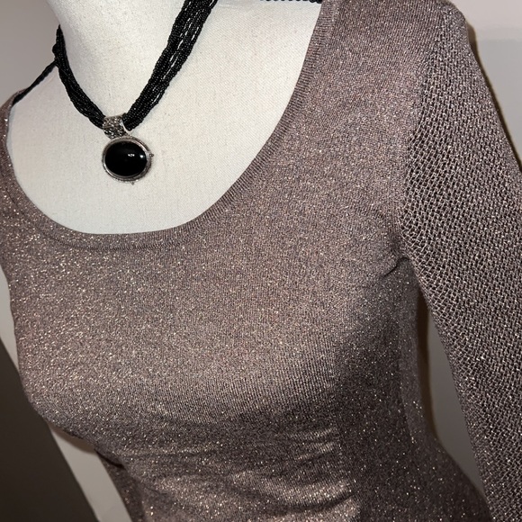 Express Shimmery Bronze fitted stretchy dress. - Picture 9 of 16